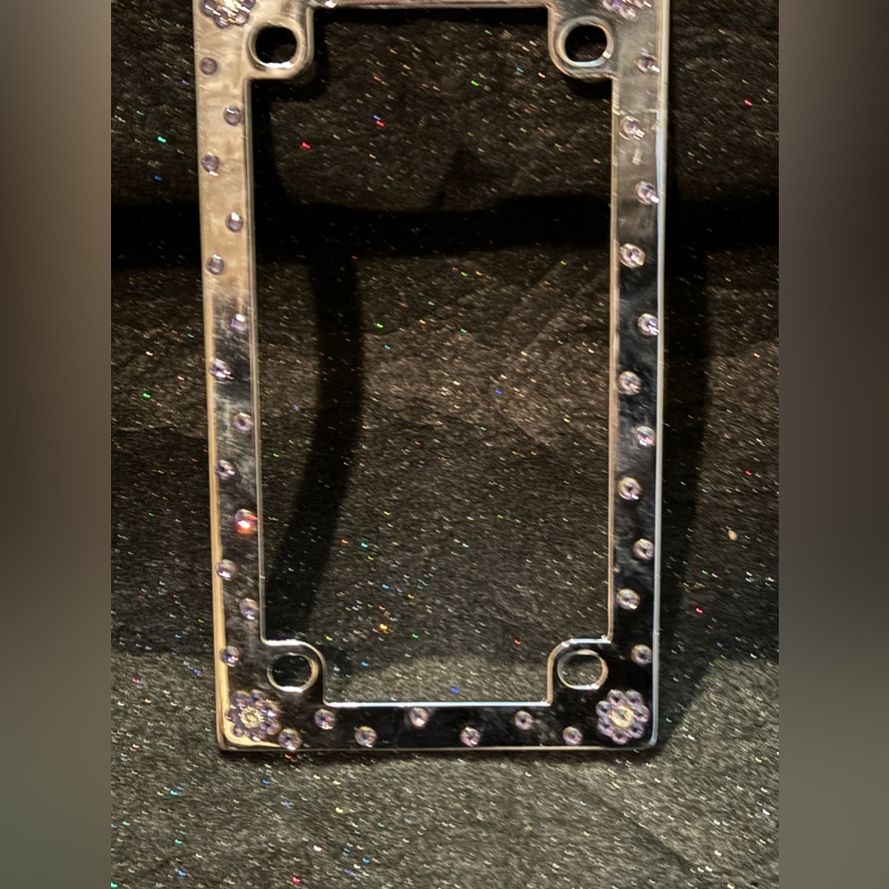 Motorcycle license plate bling floral